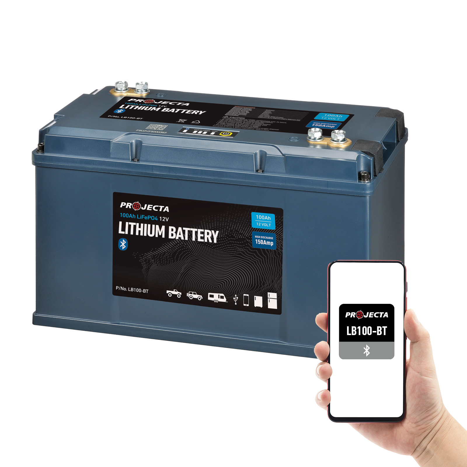 Bluetooth Smart LiFePO4 battery 12V 100Ah lithium battery
